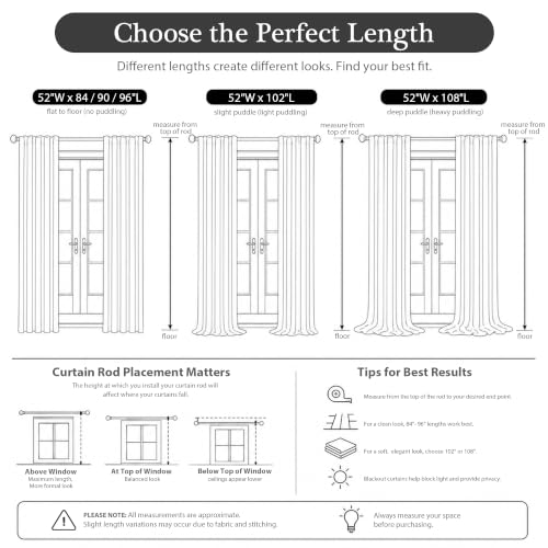 Blackout Linen Chenille Stripe Farmhouse Drapes - 52"W x 96"L, Pack of 2