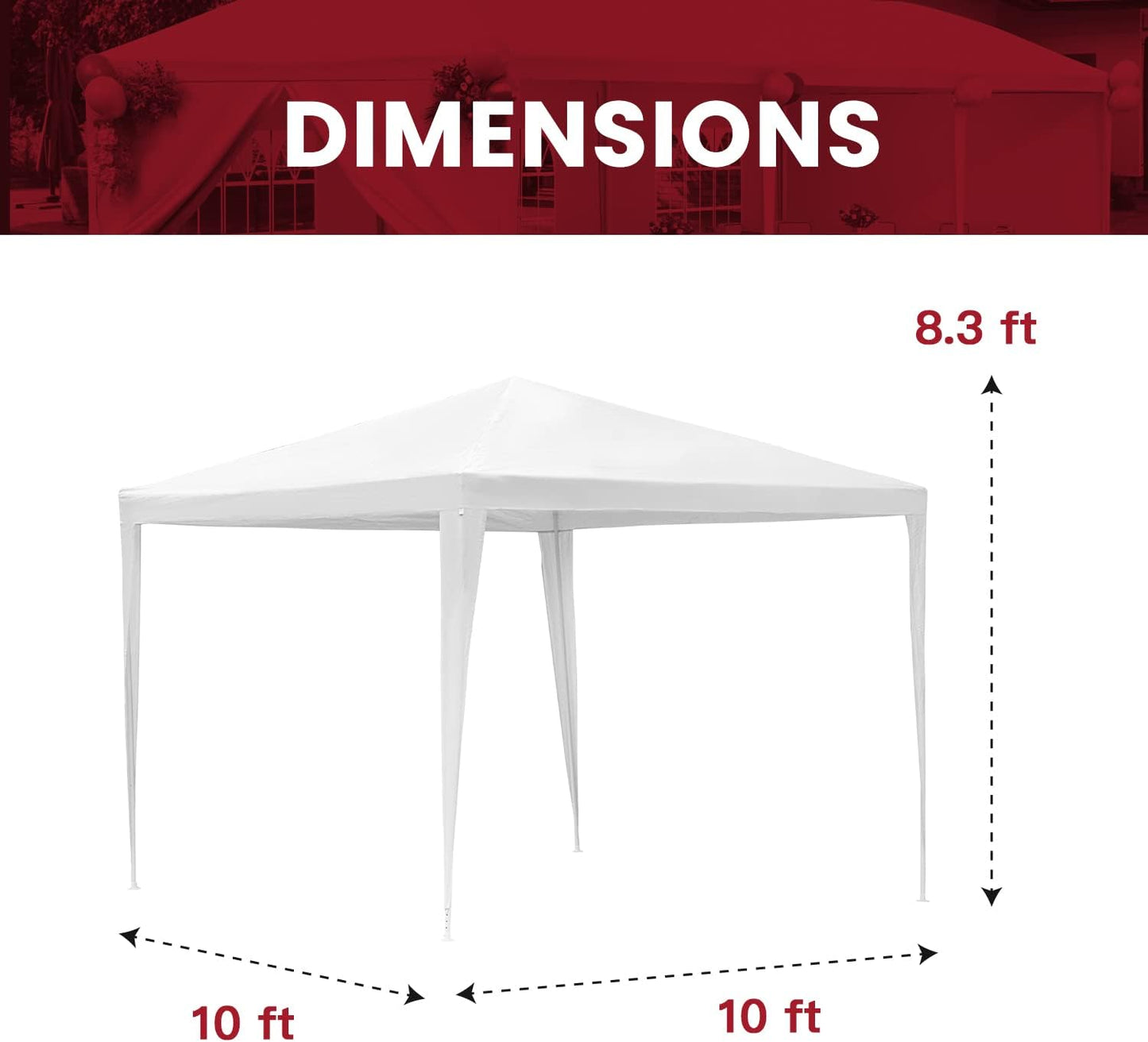 Skiennix 10x10 Waterproof Gazebo Canopy - Durable Outdoor Patio Tent for Weddings & BBQs