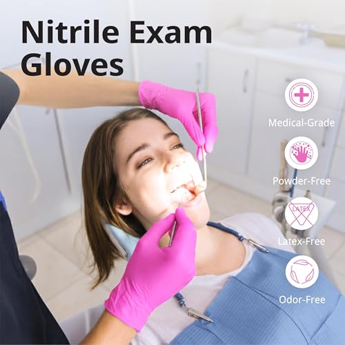 SwiftGrip Pink Gloves Powder-Free Nitrile Gloves, 50ct Box - 3-Mil, Gloves Disposable Latex Free, for Kitchen, Cleaning, Estheticians, Hair Stylist - Pink/Fuchsia(X-Small)