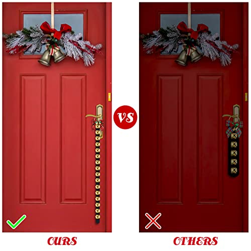 Door Knob Hanging Sleigh Bells Set, 2 Pcs 30 Inch Jingle Bells with Bow Knots