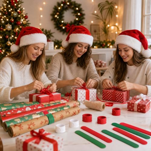 12-Pack Wrapping Paper Roll Holders Silicone Bands Holiday Organizer
