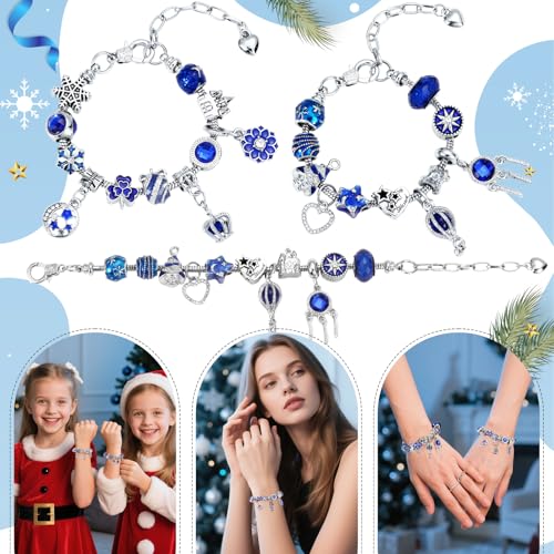 Naler Jewelry Advent Calendar 2026 - Light Blue Winter Themed Jewelry Making Kit with Bracelets