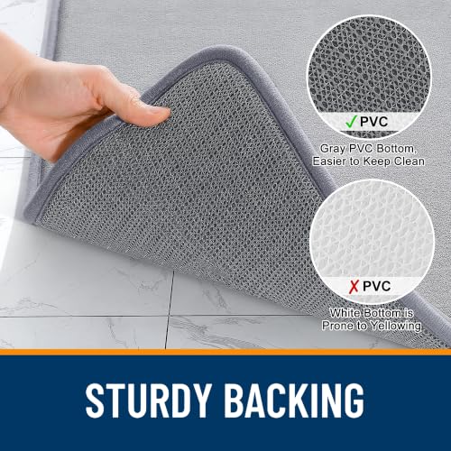 Grey Memory Foam Bath Mat 30x20 Inches - Super Soft Absorbent Bathroom Rug