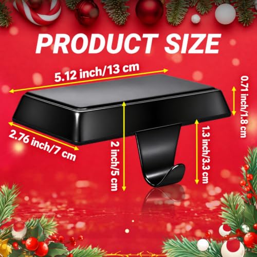 8 Pack Black Metal Christmas Stocking Holders with Non-Slip Pads - Mantle, TV Stand, Staircase, Dresser