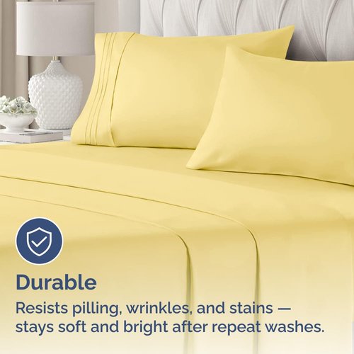Standard Pillow Cases Set of 4 - Ultra Soft Hotel Quality Pillowcase Covers - Comfy Cozy Bedding for Women, Men, Kids & Teens - Machine Washable Pillow Protectors - 4 Piece Set - Standard Size Yellow