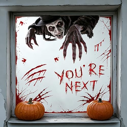Halloween Window Clings - Scary Witch Blood Text Static Decals - Variations of THIS listing