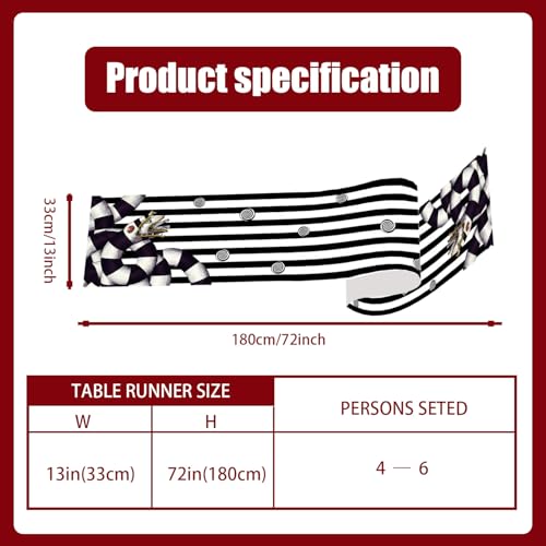 Black Striped Halloween Table Runner for Home Decor - 13x72 Inches
