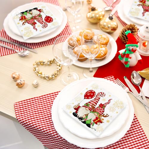 Christmas Paper Napkins 80Pcs Gnome Firework Party Decor Disposable Luncheon & Dinner Napkins - Variations of THIS listing