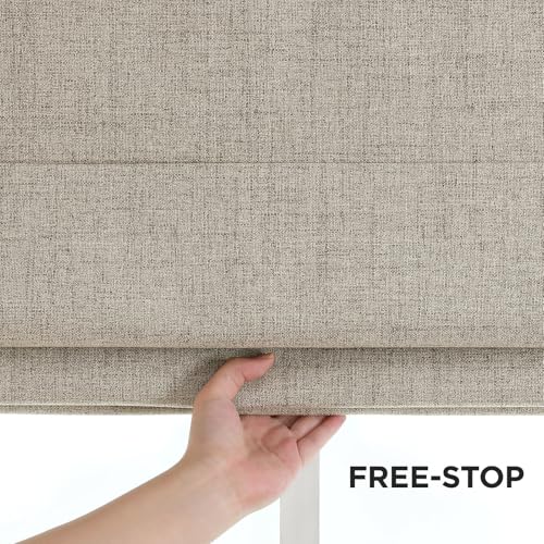 Joydeco Linen No Drill Cordless Roman Shades Blackout 34.5 W x 72 H