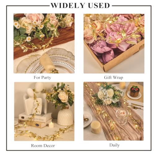 Gold Leaf Beads Garland String Lights - Battery Operated 2pcs