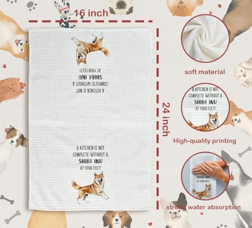 White Shiba Inu Kitchen Towels Set of 2 - Dog Decorative Hand Towels