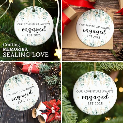 Engaged Ornament - First Christmas Wedding Gift for Couples - Variation 02