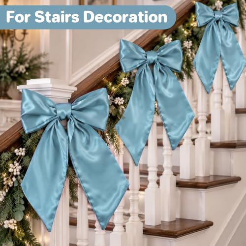 Blue Satin Wreath Sash for Front Door Christmas Decor - 4.5 x 56 Inches