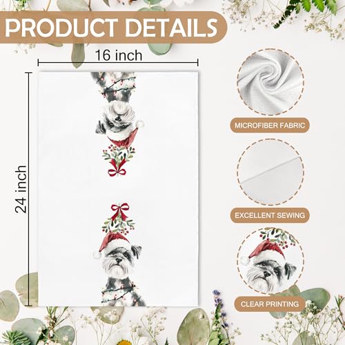 Christmas Miniature Schnauzer Dog Lover Kitchen Towels - Funny Holiday Gift, 16x24 Inches - Schnauzer Variation