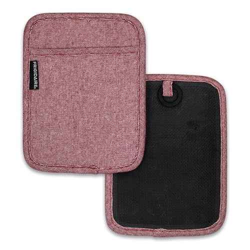 Frigidaire Sasha 2-Pack Cotton and Neoprene Pot Holders, Heat Resistant, Anti-Slip, Machine Washable, 7" x 9", Red, Set of 2