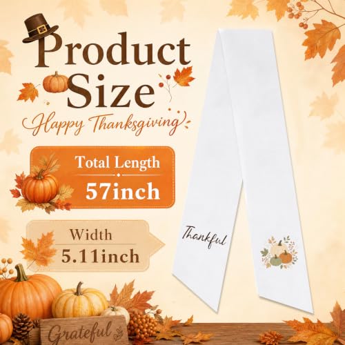 Thankful Fall Wreath Sash Set - Embroidered Pumpkin & Floral Decor - Multiple Sizes