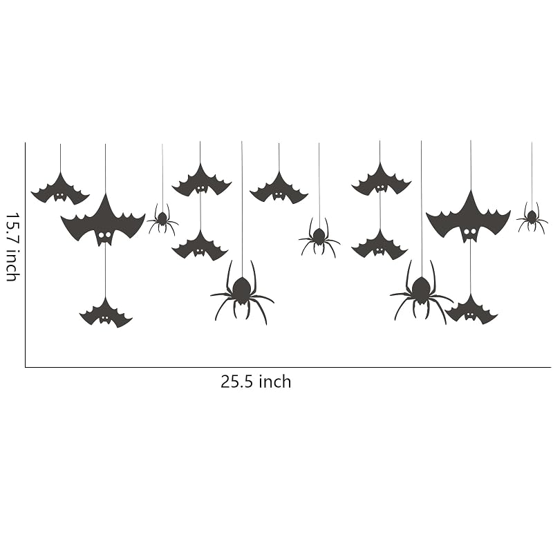 Halloween Wall Decals - Hanging Bat and Spider Silhouette Kit (Variation: Spider)