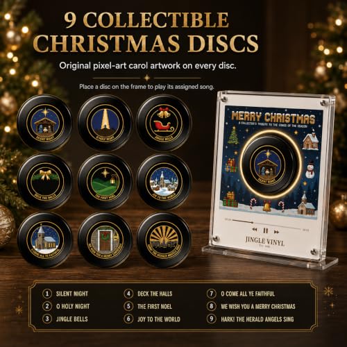 Halloween Magnetic Fridge Vinyl Music Box with NFC Discs & USB C - Personalized Retro Christmas Decor