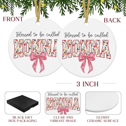 Nonna Christmas Tree Ornament - Blessings Gift for Grandma, 3x3 Inch Ceramic