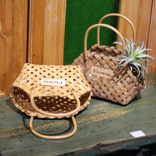 Handcrafted Wood Chip Storage Basket A - Lightweight Decorative Fruit and Flower Basket