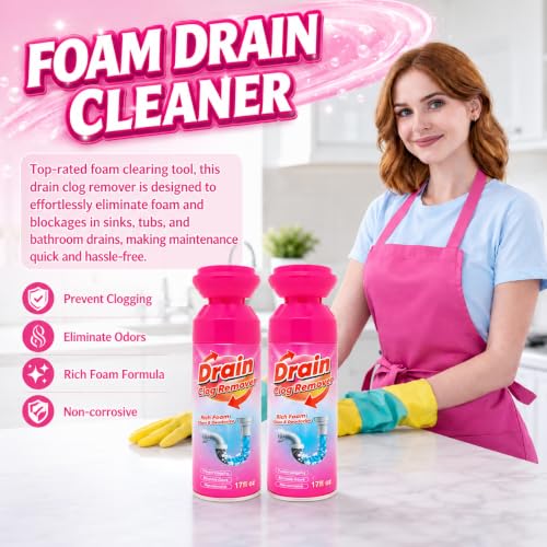 Foaming Drain Cleaner 2 Pack - Sink Clog Remover & Drain Cleaner