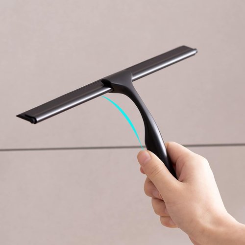 Ettori Shower Squeegee - All-Purpose Stainless Steel for Glass Doors, Windows & Mirrors | 10-Inch Black