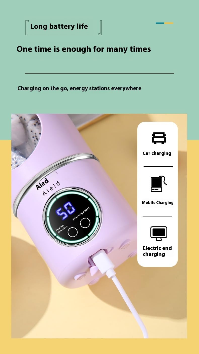 Portable juicer, small rechargeable juicer, multifunctional juicer cup, household crushed ice juicer cup, USB charging (Green,7.4V high-end juicing cup 12 knives)