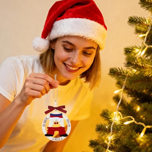 Funny Christmas Wooden Ornament Set - White Elephant Holiday Decor, 2 Pack