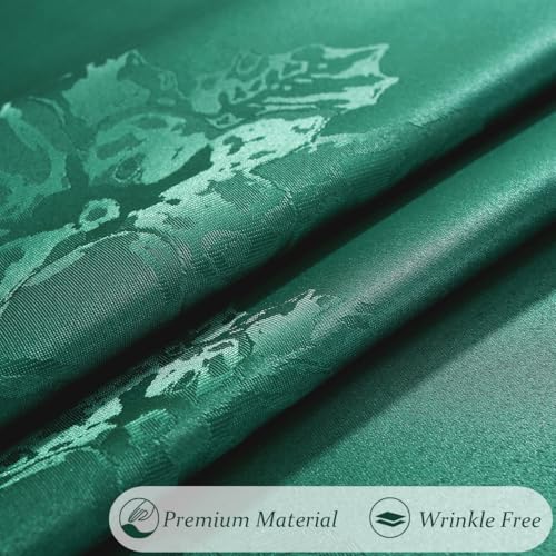 Christmas Tablecloth 60x84 Inch Green Jacquard Spill Proof Non Slip Holiday Decor
