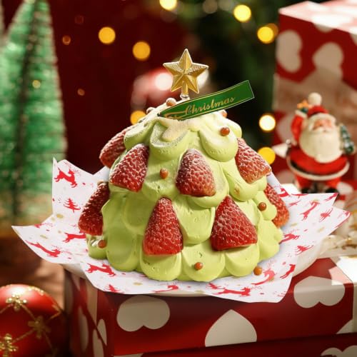 100 Pack Red Xmas Deli Paper Sheets 7x7 Inch Food Wrapping & Basket Liners