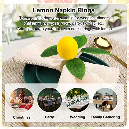 12-Pack Lemon Napkin Rings Set of 12 Faux Lemon Summer Farmhouse Table Decor