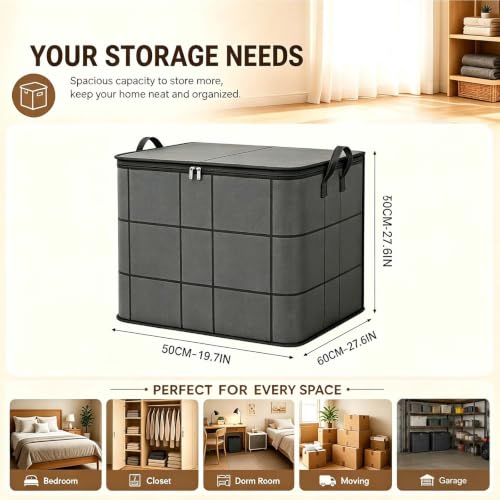 Extra Large Foldable Storage Bag with Reinforced Handles - 180L Capacity, 2 Pack - Moving & Organizing
