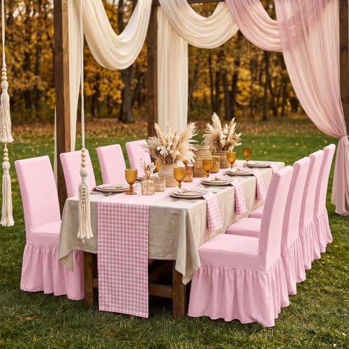 Pink Dorm Chair Cover 2 Pack Stretch Slipcovers for Dining & Office Chairs