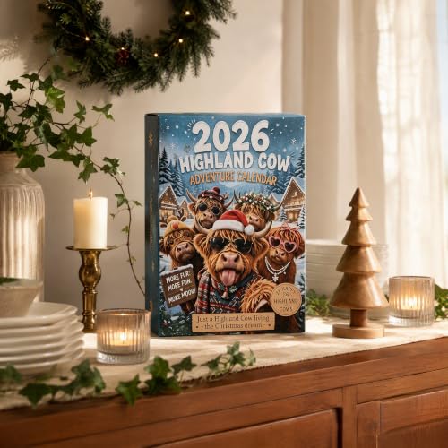 24 Days Highland Cow Advent Calendar - Festive Christmas Countdown #D