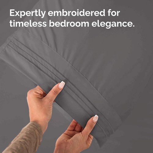 King Standard Pillow Cases - Soft Hotel Quality Covers | Comfy, Fade-Free & Wrinkle Resistant - Dark Grey - Set of 2