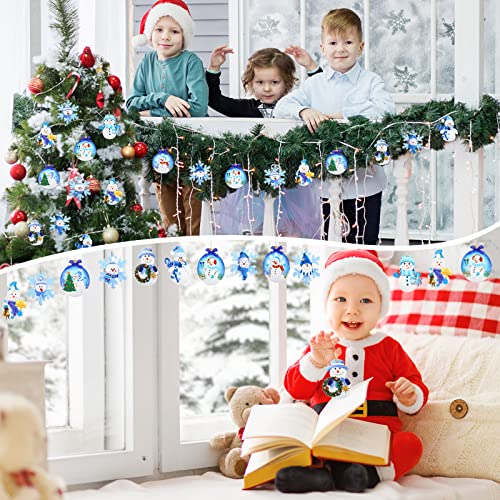 30 Pcs Christmas Blue Snowman Ornaments Wooden Holiday Tree Decorations
