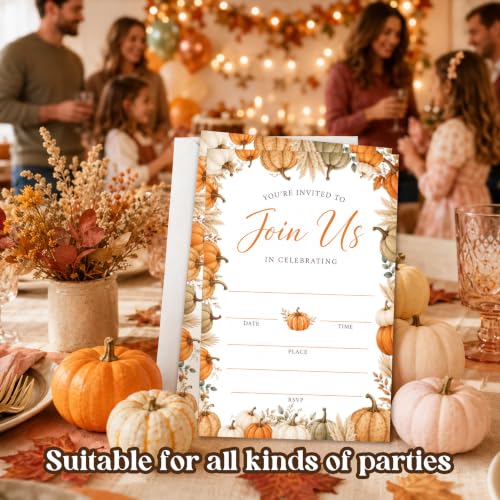 Fall Pumpkins Party Invitations with Envelopes - Pumpkin Design