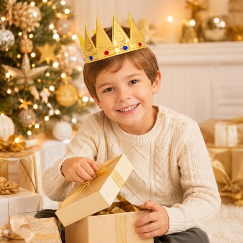 Gold Glitter Paper Crowns Party Set for Halloween, Birthday & Events