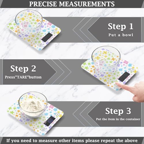 Food Scale Kitchen Scale Food Scales Digital Weight Grams and Ounces Small Electronic Food Scale for Baking Cooking Cute Daisy Star Flowers Rainbow