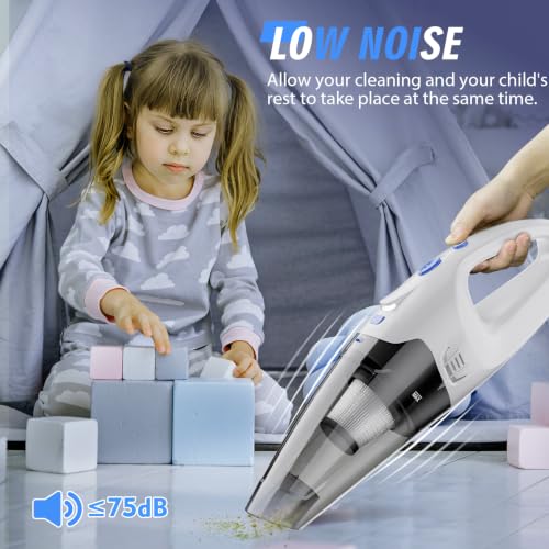 Cordless Handheld Vacuum Cleaner with 6KPa Suction & LED Light - Lightweight Portable Car & Home Cleaning
