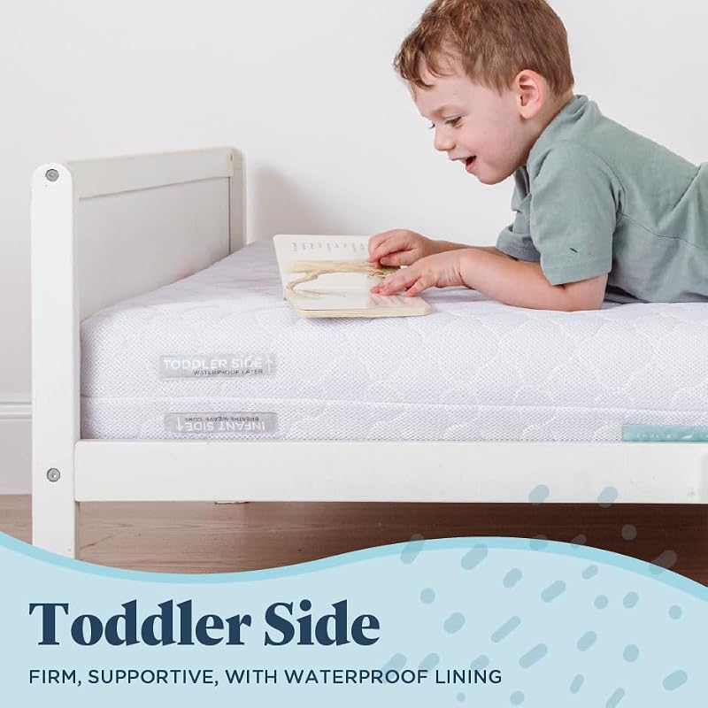 Full Size Crib Mattress with Breathable Core & Waterproof Toddler Side