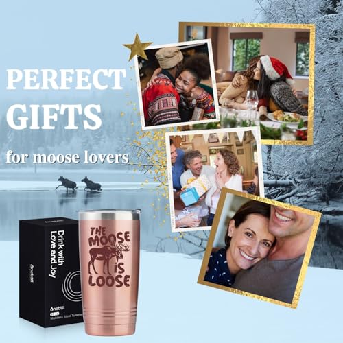 Onebttl The Moose Is Loose 20 oz Insulated Tumbler Gift for Moose Lovers - Includes Stainless Straw & Gift Box
