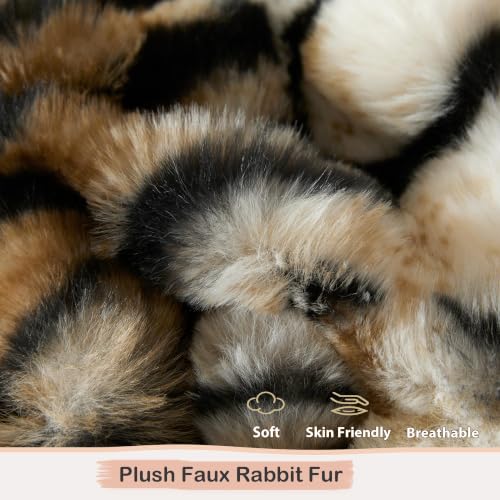 Queen Tiger Print Faux Rabbit Fur Duvet Cover Set - 3 Pieces, Brown