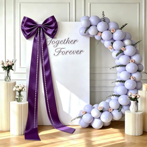 Giant Purple Christmas Tree Bow Topper - 19x70 Inch Holiday Decor, Support Layer