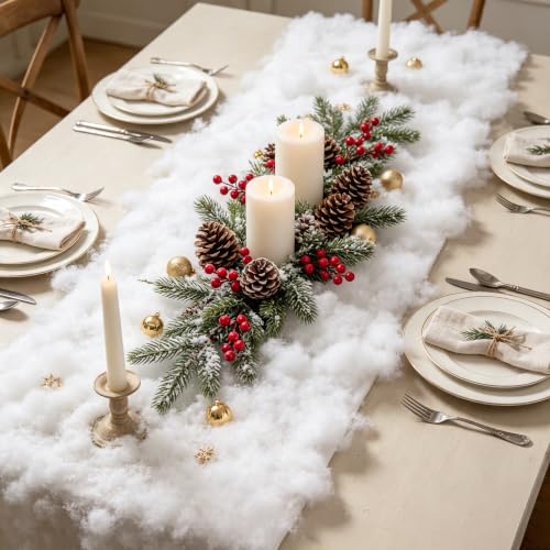 Artificial Snow Cotton Fluff for Holiday Decor, 150g - Winter Scene Craft Supplies