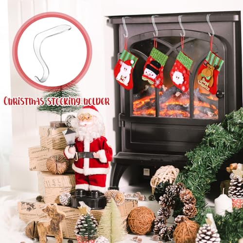 8-Piece Acrylic Christmas Stocking Hangers for Mantel - Clear, Non-Slip