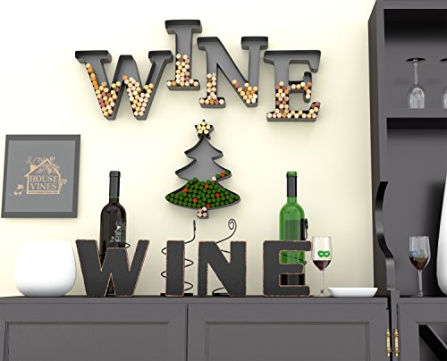 Christmas Tree Cork Holder Wall Art - Wine Letter Decor with Variation TREE