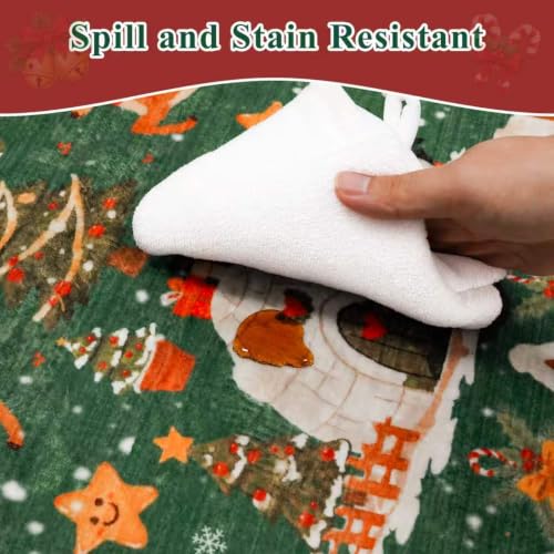 Christmas 2x3 Non Slip Washable Entryway Rug - Green Holiday Doormat