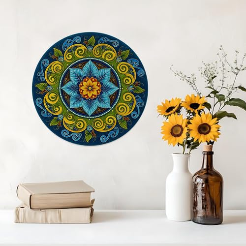 Decorative Floral Boho Wall Plates - Round 10 Inch, Manda la Design (Variation: pz--4 / Round 10")