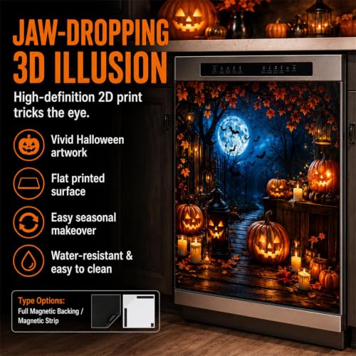 Halloween Dishwasher Magnet Cover - 3D Spooky Kitchen Decor (Variation A)